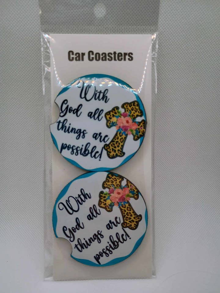 Posavasos para coche~con dios para venta al por mayor de Creations by Pamela V