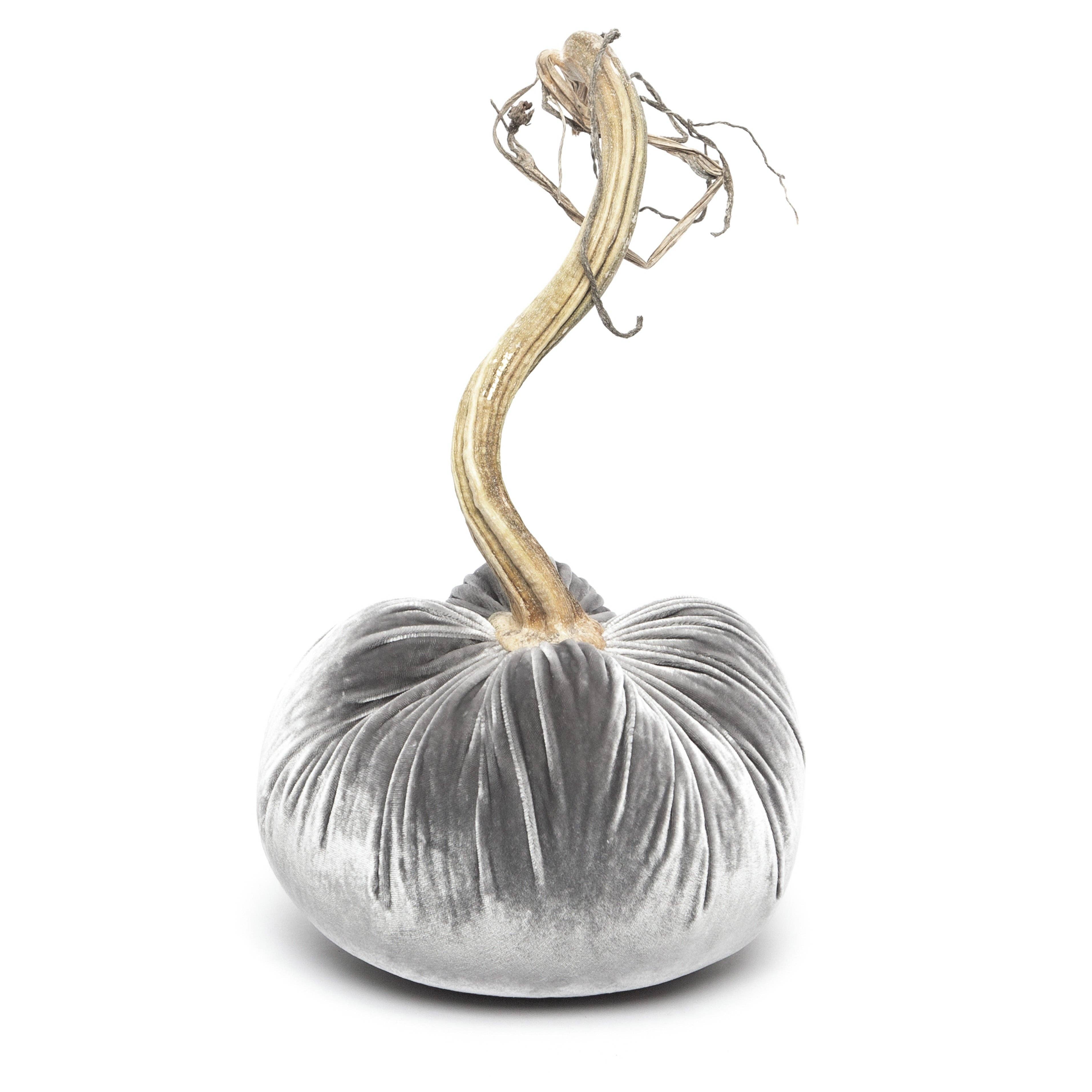 Hot Skwash - Wholesale Decorative Tabletop Object - Grey Silk Velvet Pumpkin2