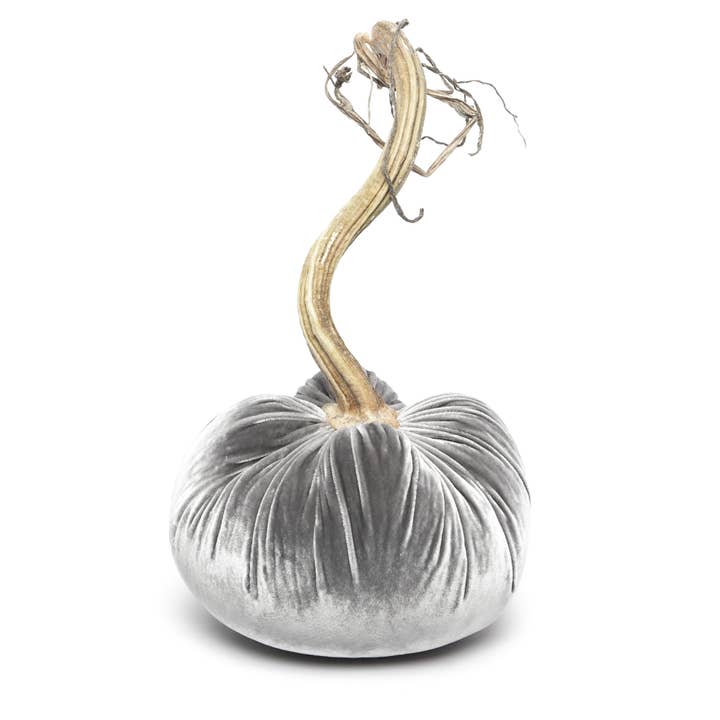 Hot Skwash - Wholesale Decorative Tabletop Object - Grey Silk Velvet Pumpkin2
