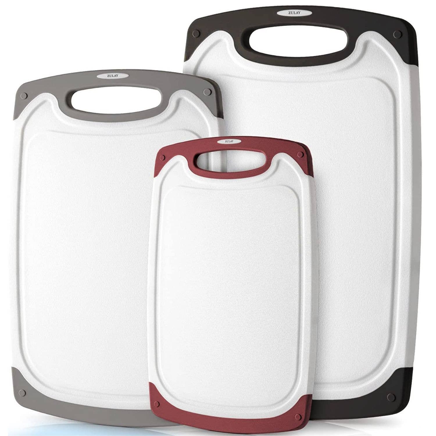 Zulay Kitchen - Vendita all'ingrosso Taglieri - Set di 3 Taglieri in Plastica – Scanalatura Antiscivolo per Succhi17