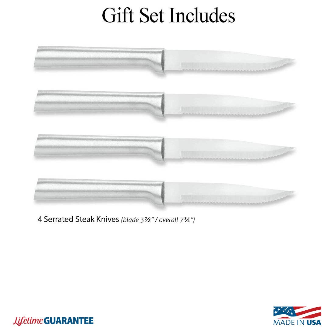 Rada Cutlery - Wholesale Knife Set - Silver Four Serrated Steak Knives Gift Set3