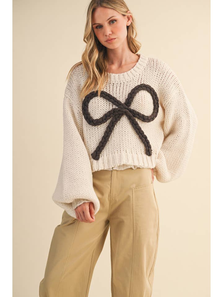 Klesis - Wholesale Knit Sweater - Women's - IT4444 BRAIDED RIBBON CHUNKY SWEATER TOP (Copy)0