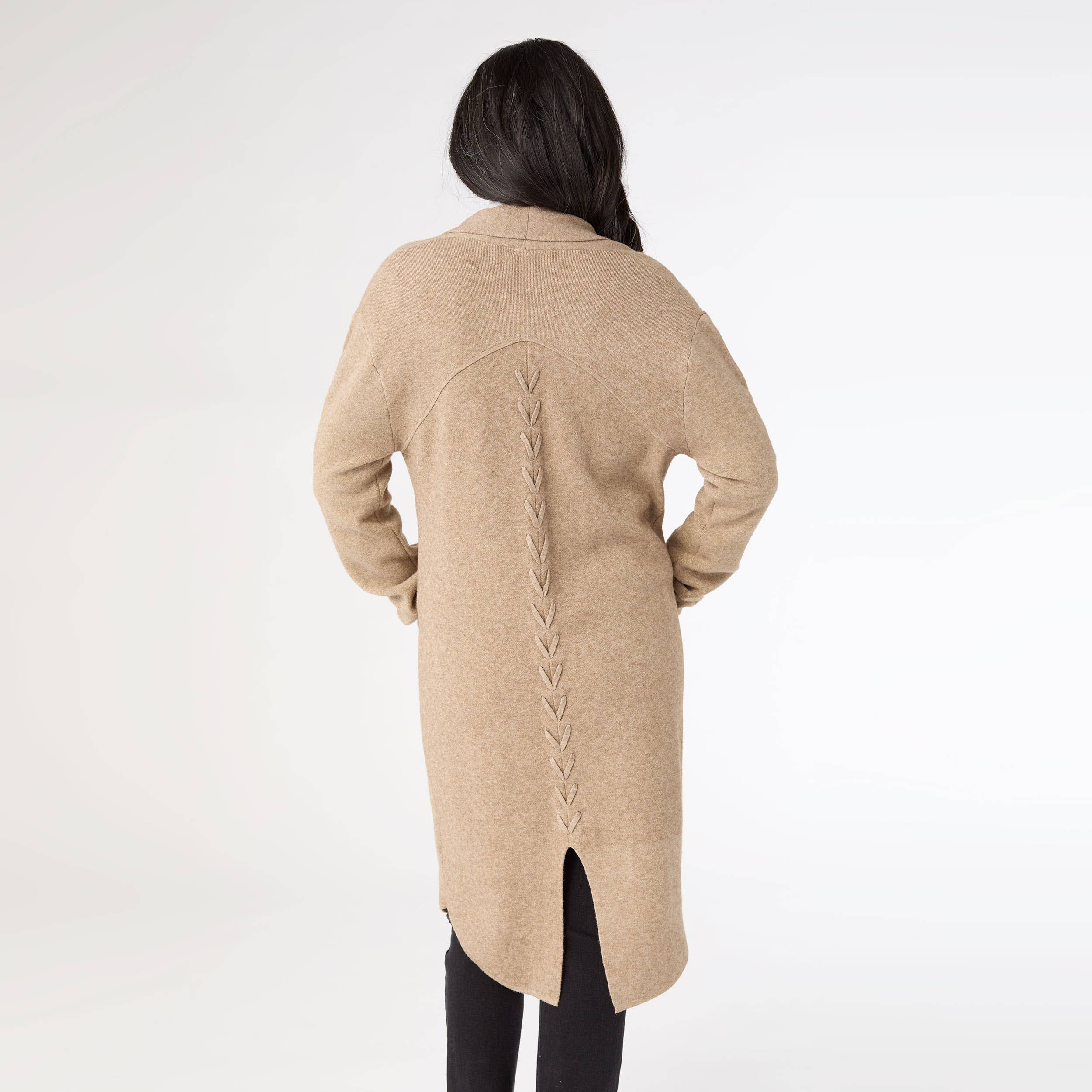 COCO + CARMEN - Vente Veste – femme - Cardigan long Heavenly-Luxe avec dos en treillis W251