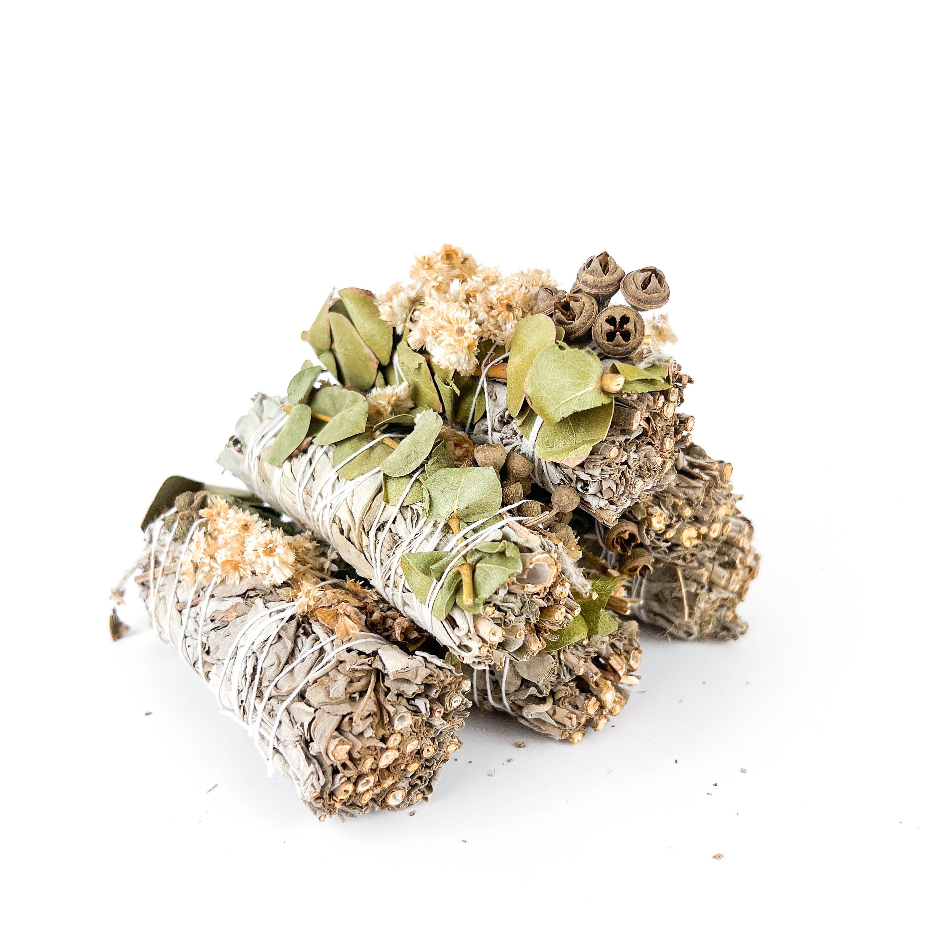 GREENROOTS USA LLC - Wholesale Sage Bundle - White Sage, Lavender & Eucalyptus Dollar Sage 4"18