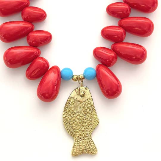 HoopLa - Wholesale Pendant/Charm Necklace - Lucky Fish- Kitsch and Sea- Resin Bead Statement Necklace1