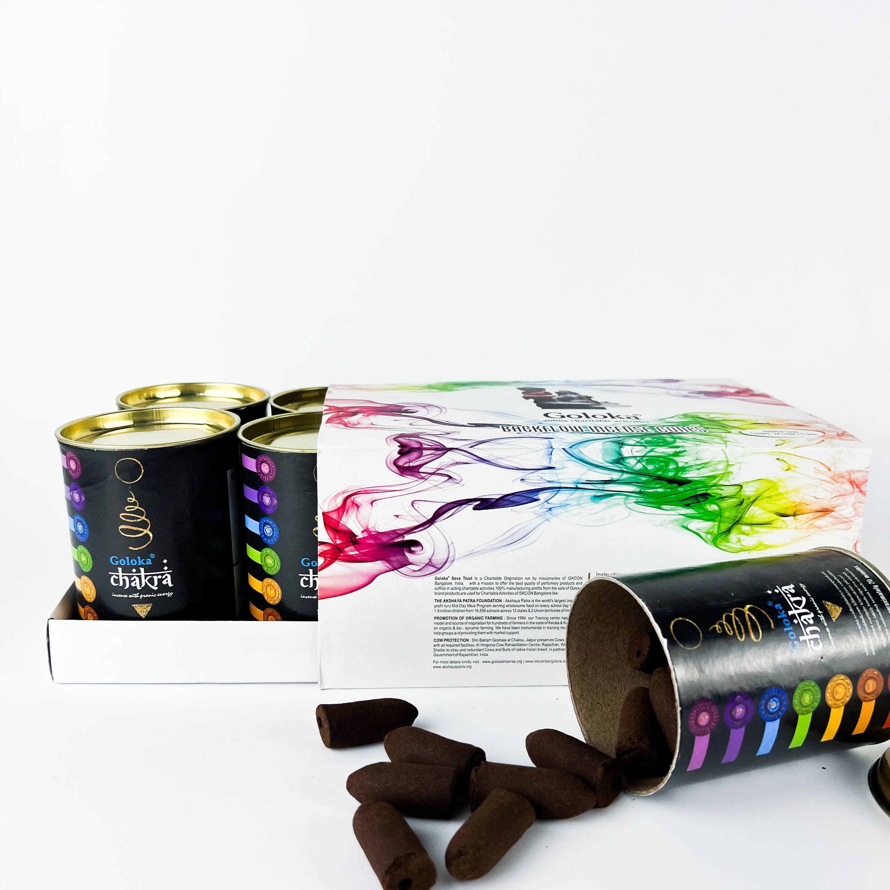 GREENROOTS USA LLC - Vendita all'ingrosso Incensi - Coni di incenso Goloka Chakra Backflow, confezione da 24 coni, confezione da 616