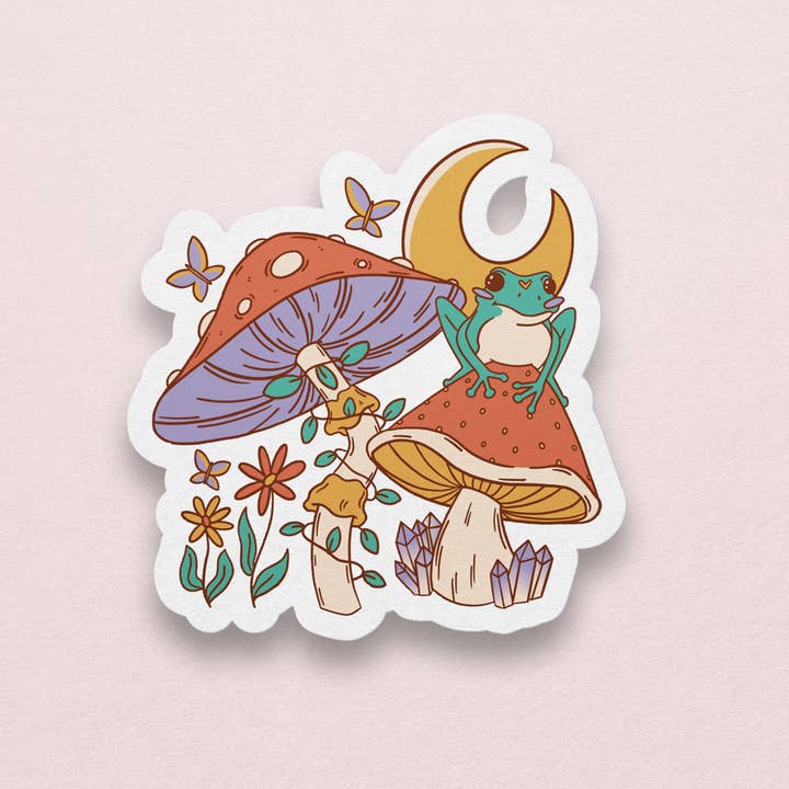 Mimic Gaming Co - Wholesale Sticker - Pastel Frog On Mushroom With Moon Sticker - 3"