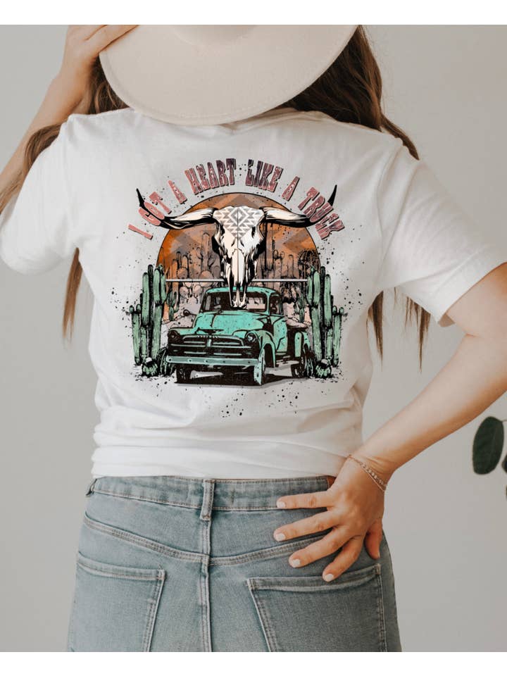 Davis Designs - Wholesale Screen Printed T-Shirt - Women's - Heart like a truck t shirt