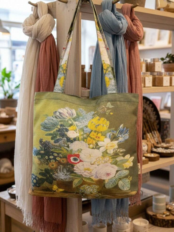 JCFB0148 Green-Multi Oil Painting High Quality Tote Bag for wholesale by JC Sunny Fashion
