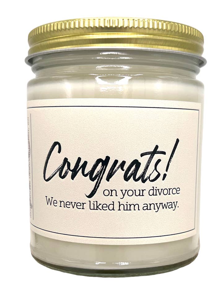 Mixed Ethically Congrats! on your divorce him Soy Candle 8oz for wholesale by Mixed Ethically