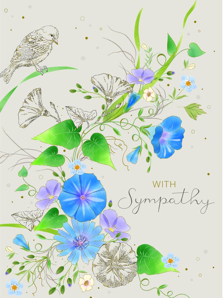 SYMPATHY MORNING GLORY GREETING CARD TURNOWSKY for wholesale by Notes & Queries, Inc.