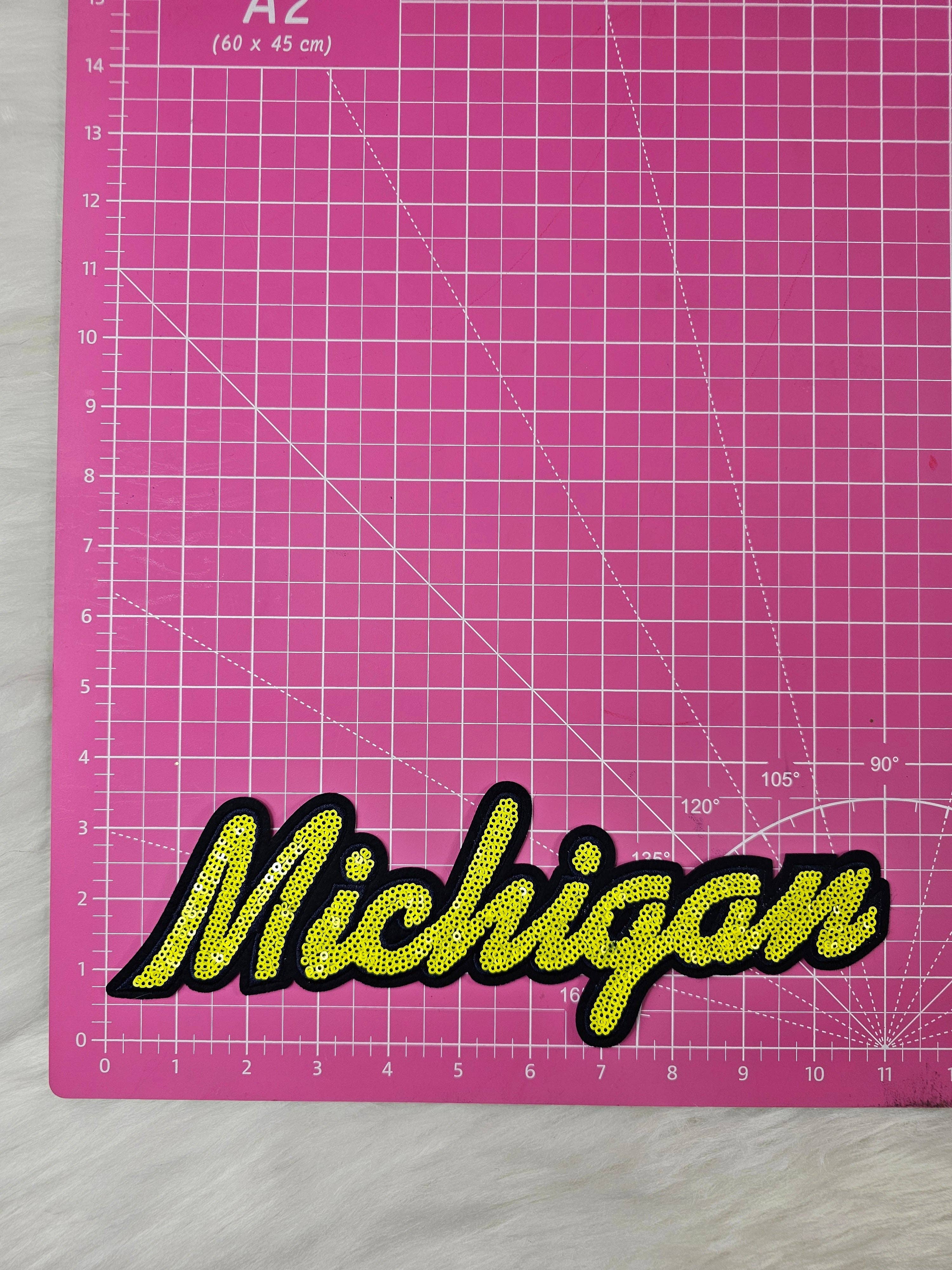 Scratch Decor - Wholesale Patch - Large Michigan Blue and Yellow Sequin Iron On Patch2