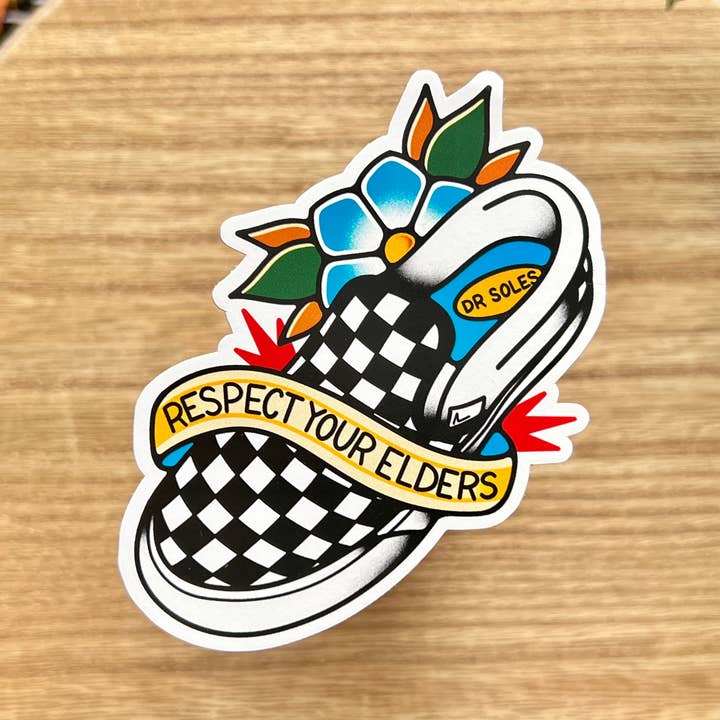 Respect Your Elders, Matte Vinyl Sticker for wholesale by Mourning Breath Shoppe