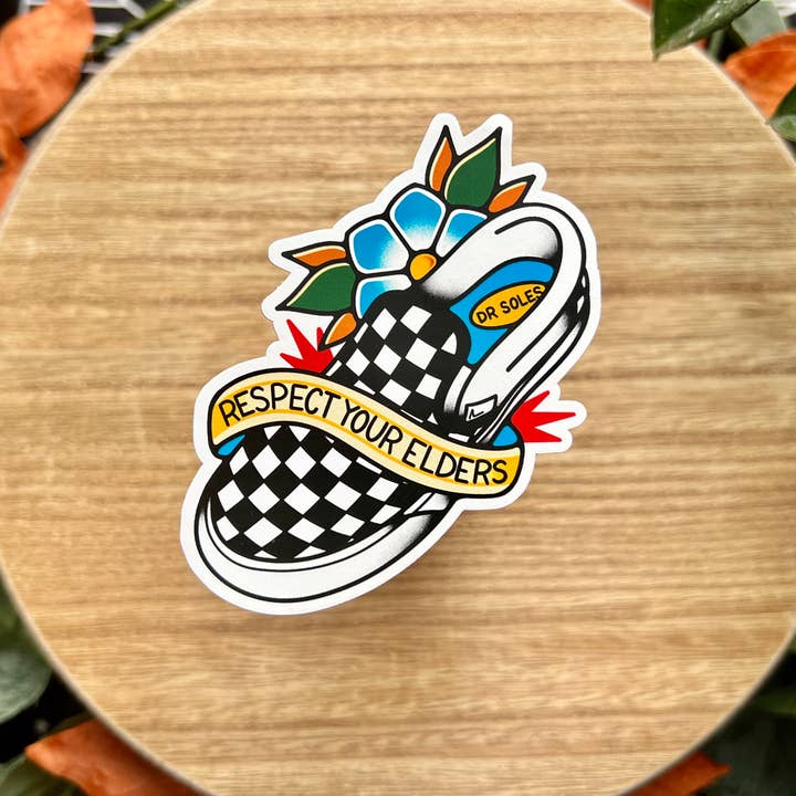 Respect Your Elders, Matte Vinyl Sticker for wholesale by Mourning Breath Shoppe
