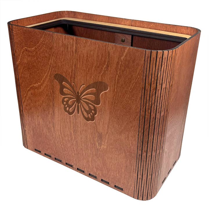 Slim Trash Can - Butterfly - Wooden Garbage Bin for Girls's Bedroom for wholesale by Purelite