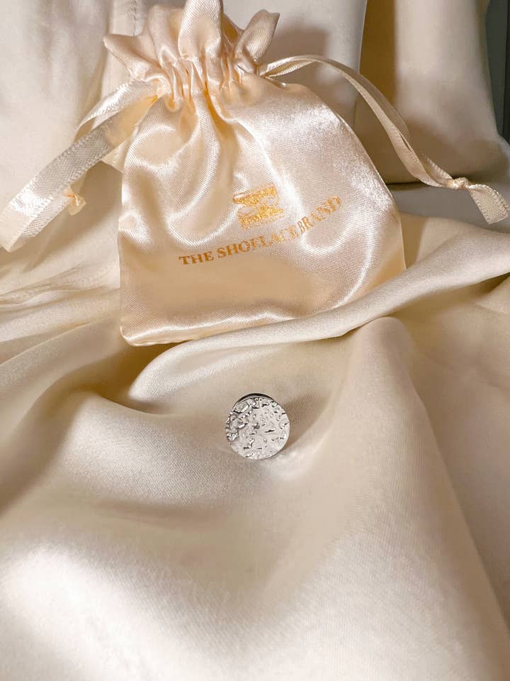 Silver Textured Pin / Brooch Button Base (925 Silver Plated) for wholesale by The Shoelace Brand