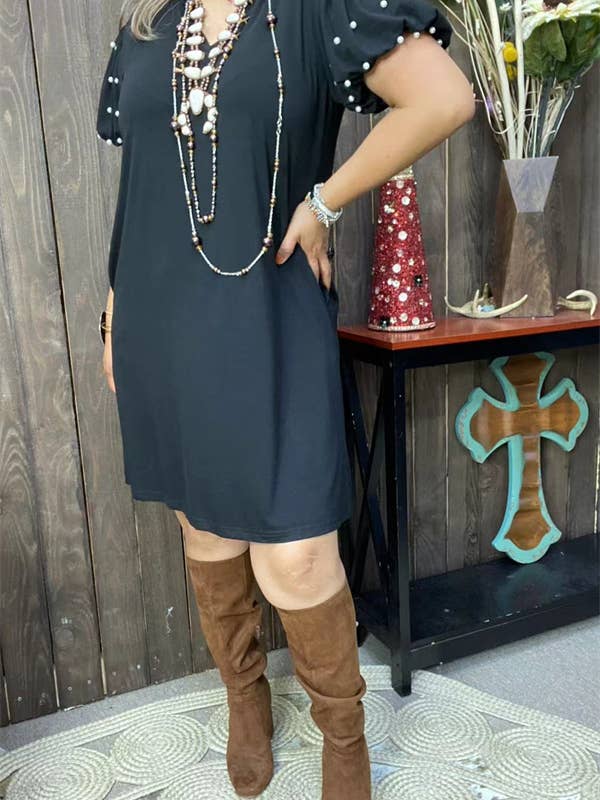 luluclothes - Wholesale Dress - Women's - BQ15589 W/pearl women dress w/side pockets