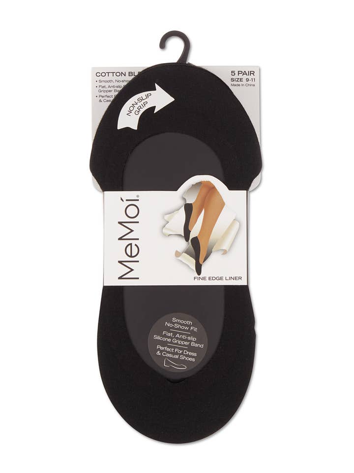 Infinity Classics International Inc. - Wholesale Socks - Women's - MeMoi Cotton Fine Edge Shoe Liner 5-Pack4