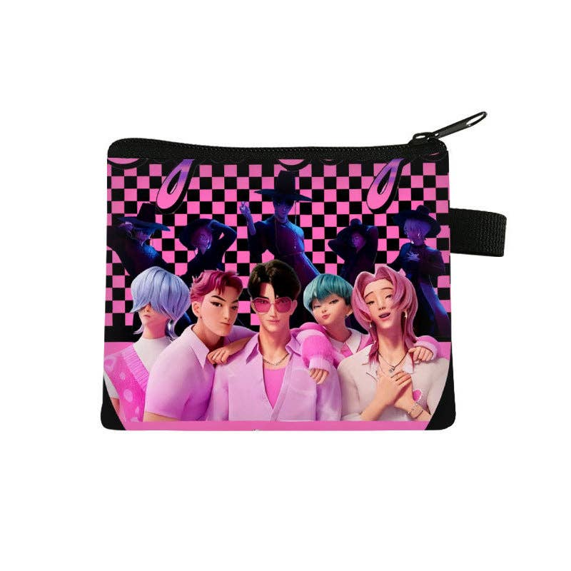 Auraquise - Vente Porte-monnaie – enfant - Porte-monnaie Mini Imprimé Anime Chasseurs de Démons K-Pop Porte-clés & Cartes Portable Petit Portefeuille Mignon20