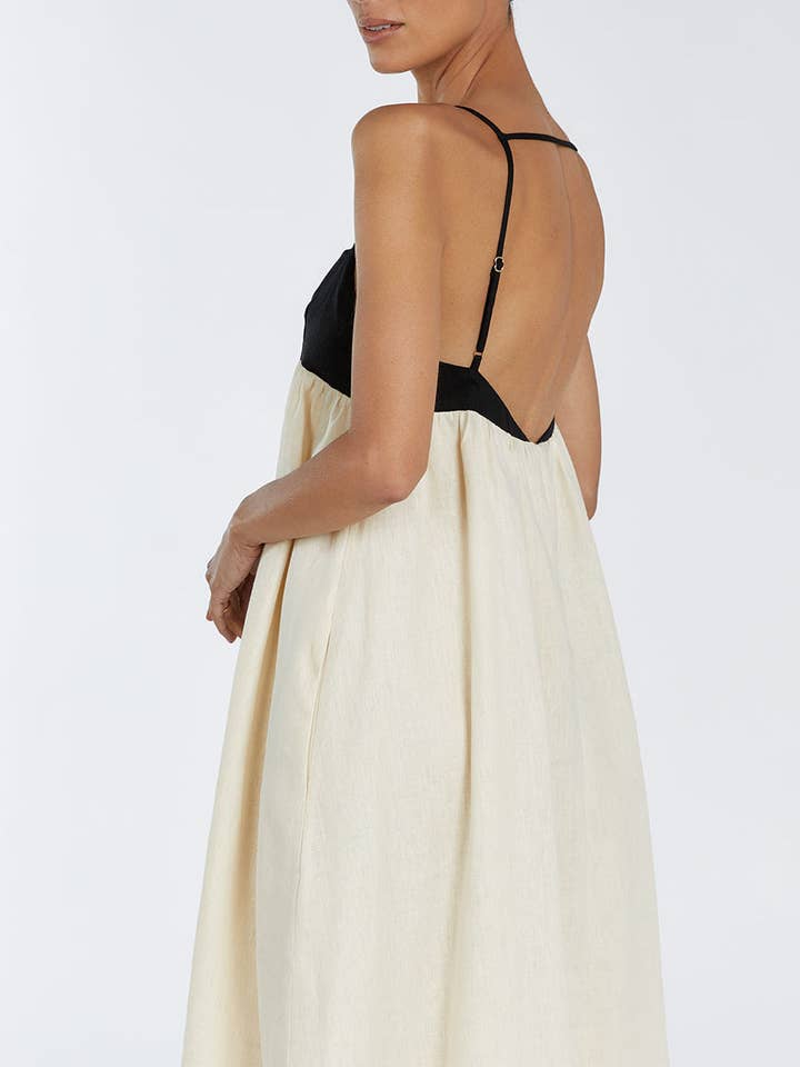 Beige Cotton Minimalism Spaghetti straps maxi dress for wholesale on Faire22