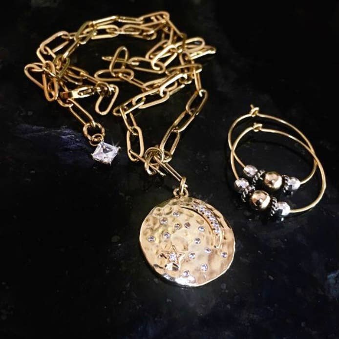 B.BéNI® Christian & Jewish Jewelry – Engroshandel Halskæde med vedhæng – Stjerner og månen vedhæng på trukket kabel Link halskæde4