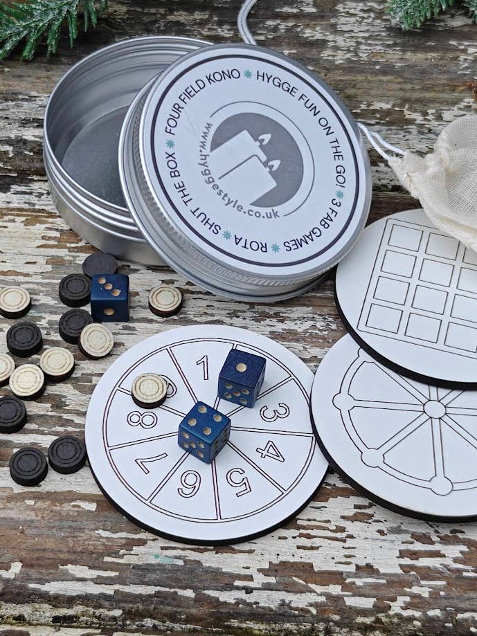 Hyggestyle Games – Mini three board games compendium tin for wholesale by Hyggestyle