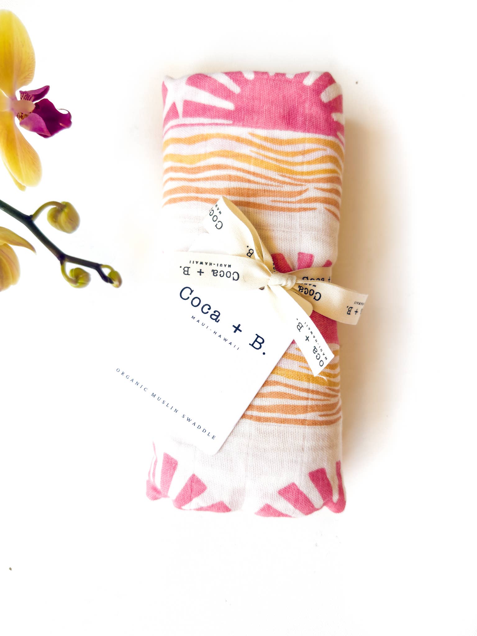 Coca + B.™ - Wholesale Milestone Blanket - Kids & Baby - Organic Pink Sun + Wave Baby Swaddle | Coastal Nursery Decor11