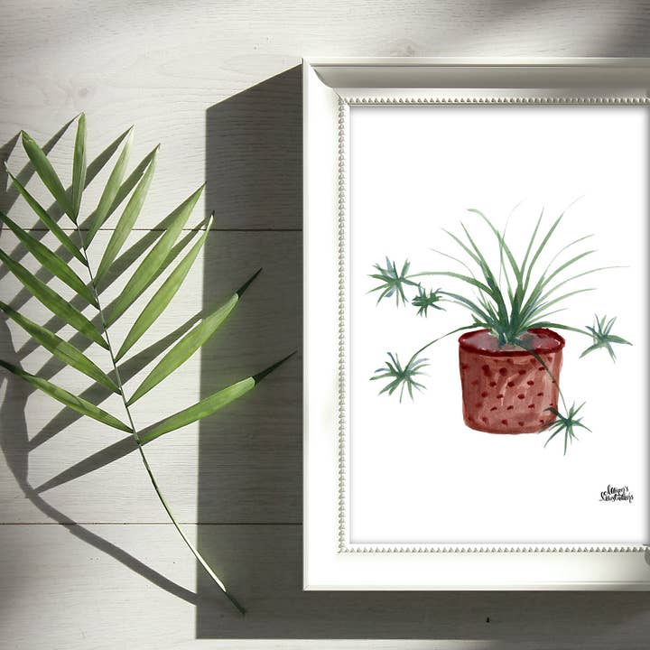 Watercolor Plant Print - Spider Plant for wholesale by Allison’s Illustrations
