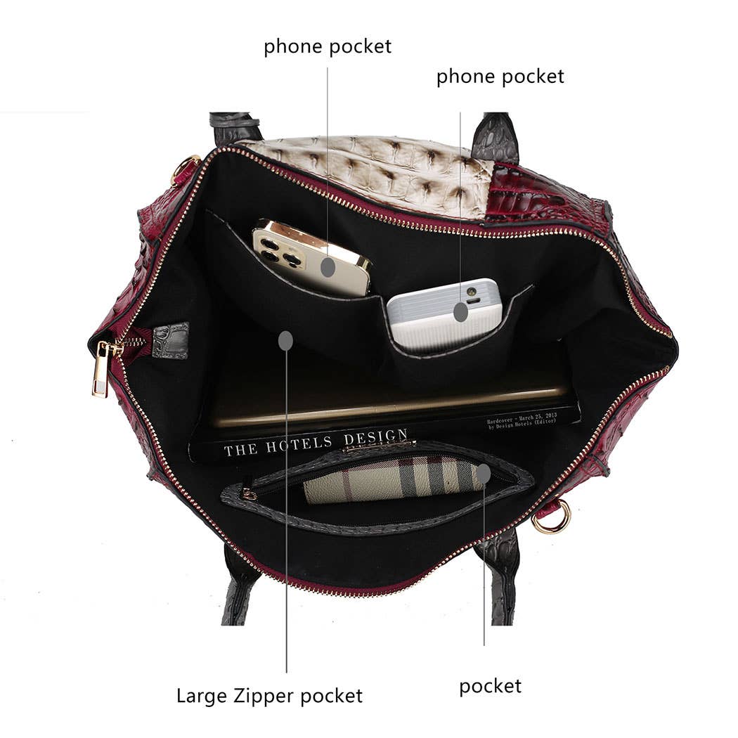 MKF Collection - Venta al por mayor Bolso con correa - Mujer - Bolso Ember de piel vegana con estampado de cocodrilo sintético para mujer7