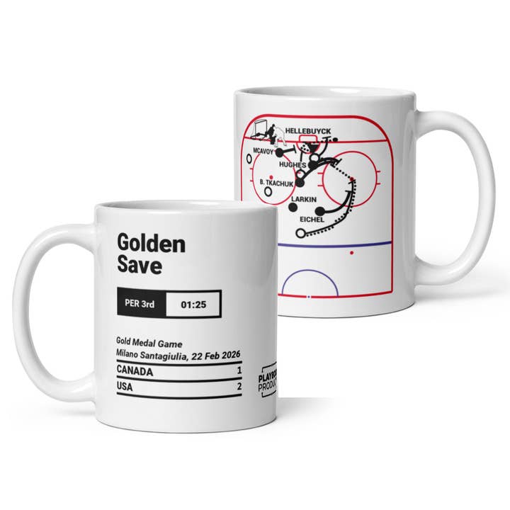 United States Men's National Hockey Team Greatest Goals Mug: Golden Save (2026) for wholesale by Playbook Products