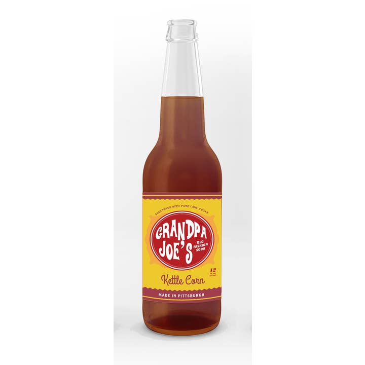 Grandpa Joe's Kettle Corn Soda, 12oz Glass Bottle 12ct for wholesale by Grandpa Joe's Candy Shop