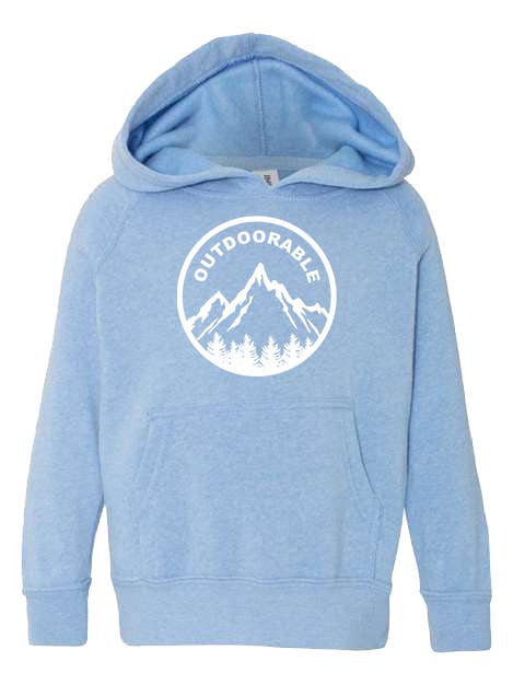 Blauw met witte outdoor hoodie voor wholesale door Outdoorable Apparel