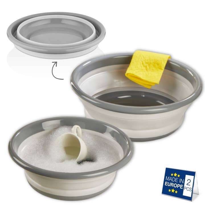 Set di 2 vasche pieghevoli per lavaggio per cucina, campeggio e camper per la vendita all'ingrosso da parte di Hakan
