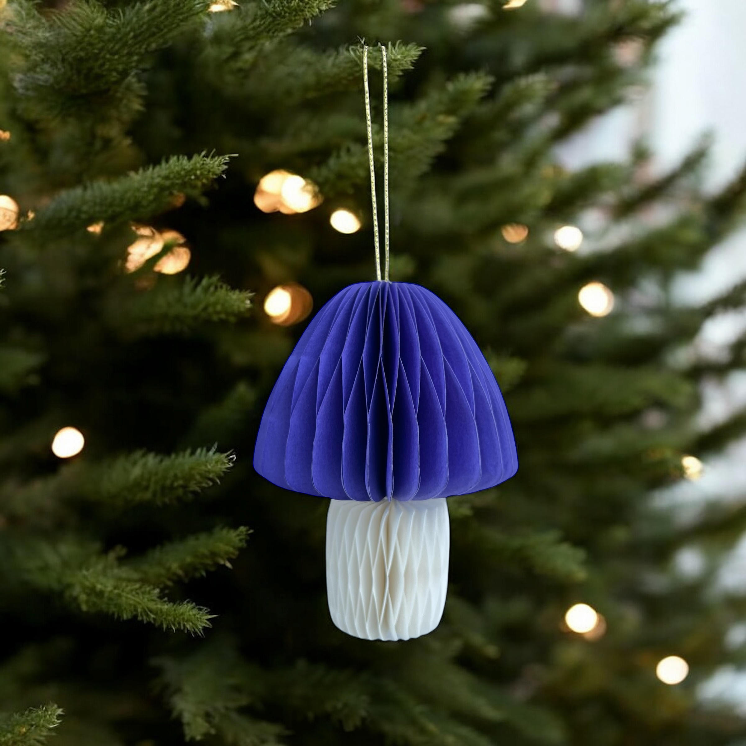 De Lange Tafel – wholesale Christmas decoration – Honeycomb Christmas ornament mushroom · purple1