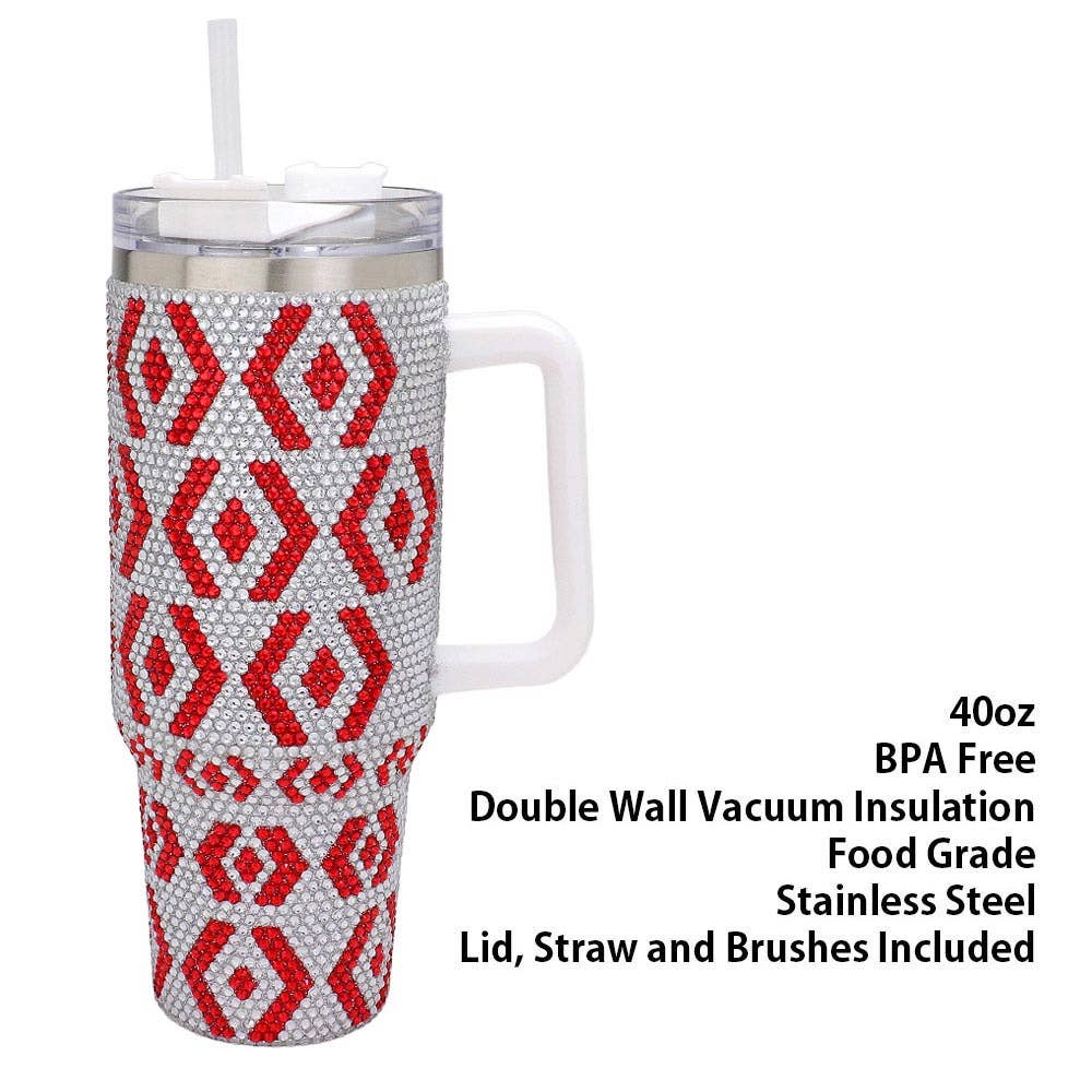 Sensibling Corp. - Wholesale Insulated Mug/Tumbler - Bling Studded Abstract 40oz Stainless Steel Tumbler7