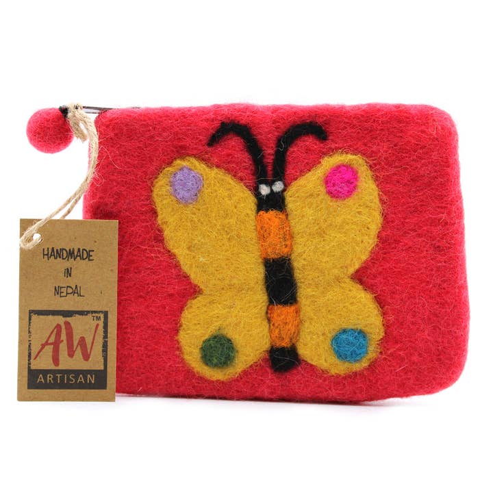 Natural Felt Purse (surt) - Large Butterfly for wholesale by AW Artisan