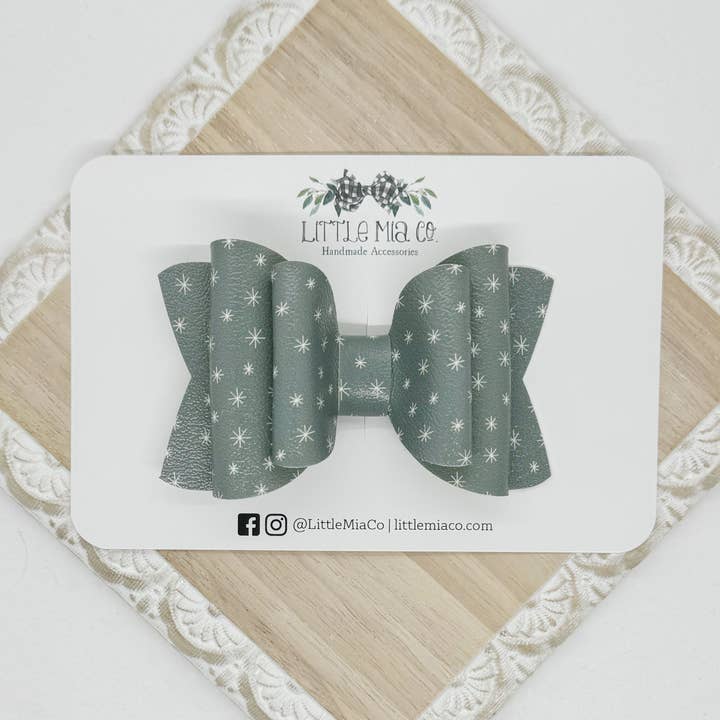 Green Snowflake Chloe Clip for wholesale by Little Mia Co.