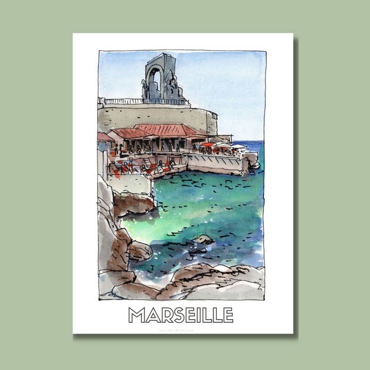 Tarjeta postal - Bistrot Plage - JM Ucciani para venta al por mayor de JOG | Maison d’éditions