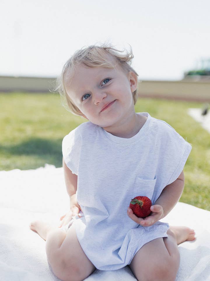 Winnie + Crew - Wholesale Romper - Kids - Benny Sleeveless Romper in Heather Grey