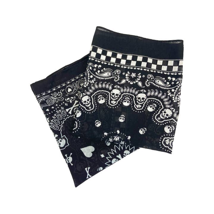 Checker Skull Black And White Bandana for wholesale on Faire1