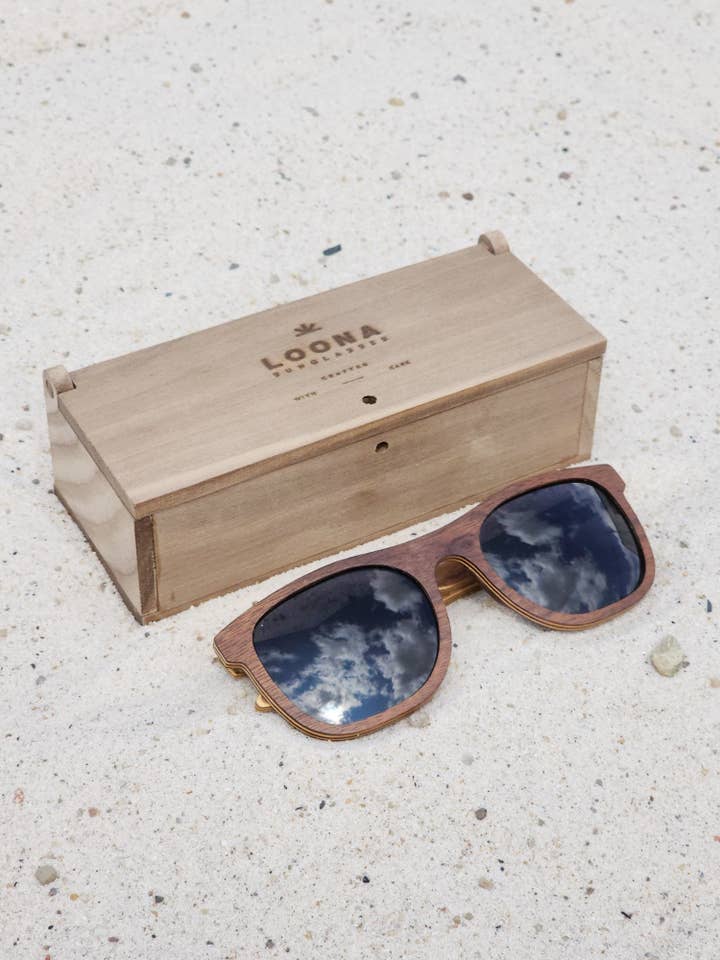 Nova Walnut Wooden Sunglasses for wholesale by Loona