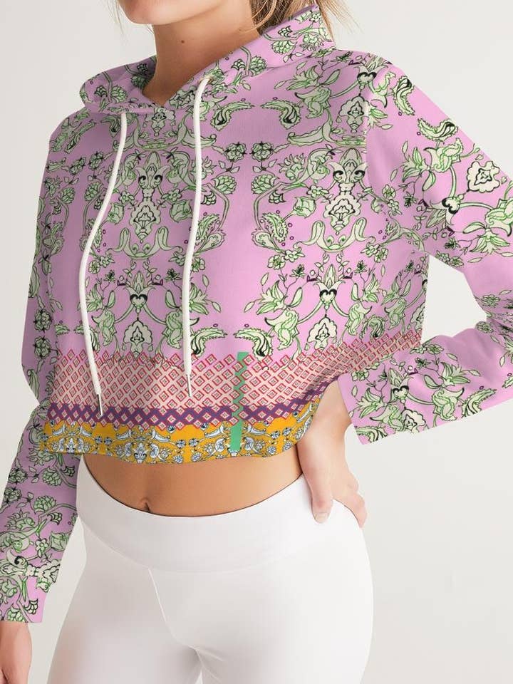 MIRACULOUS FLOWERS -PINK || Sudadera corta con capucha mujer para venta al por mayor de Byheart Design Sweden