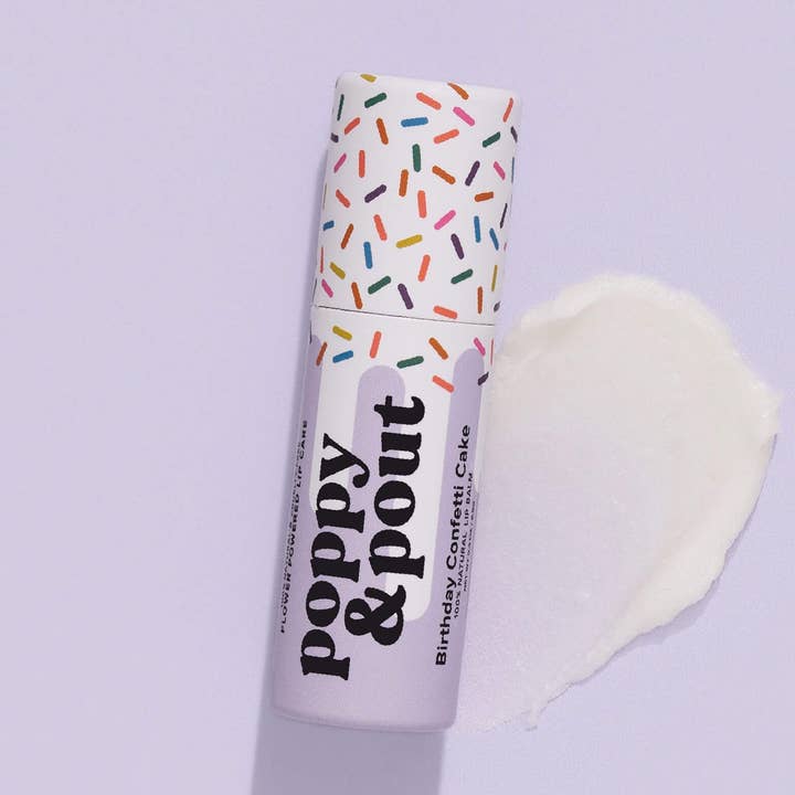 Lip Balm, Birthday Confetti Cake, Purple for wholesale by Poppy & Pout
