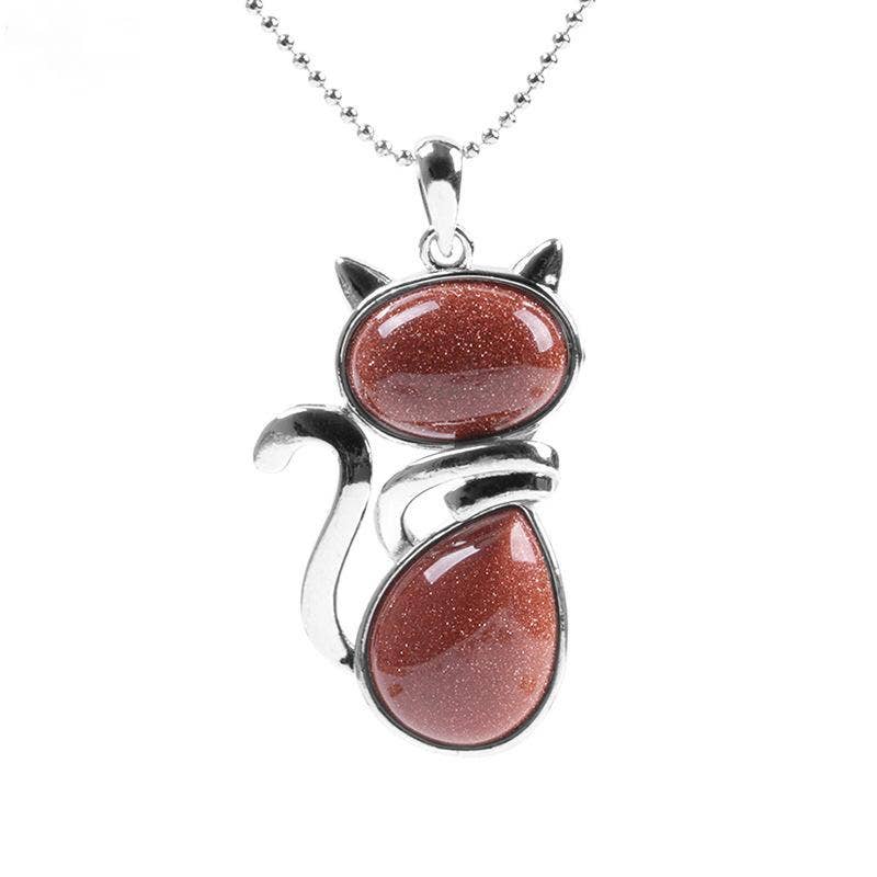 Mio Queena - Wholesale Pendant/Charm Necklace - Natural Stone Cat-shaped Pendant Necklace - CS6