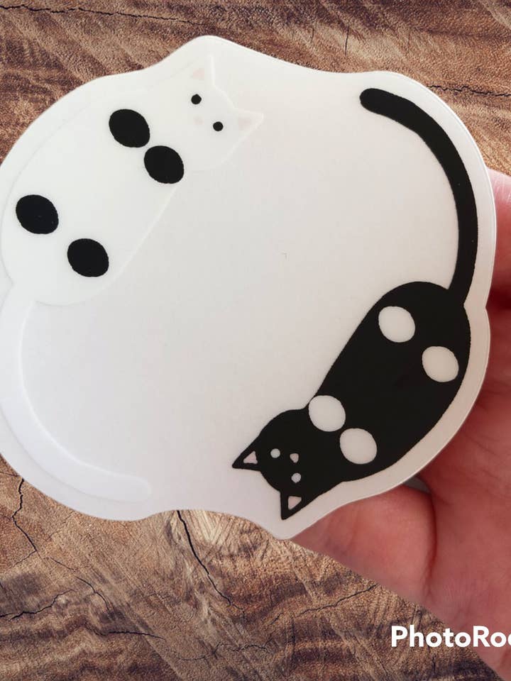 Yin and Yang Cat Sticker for wholesale by Art by Irene