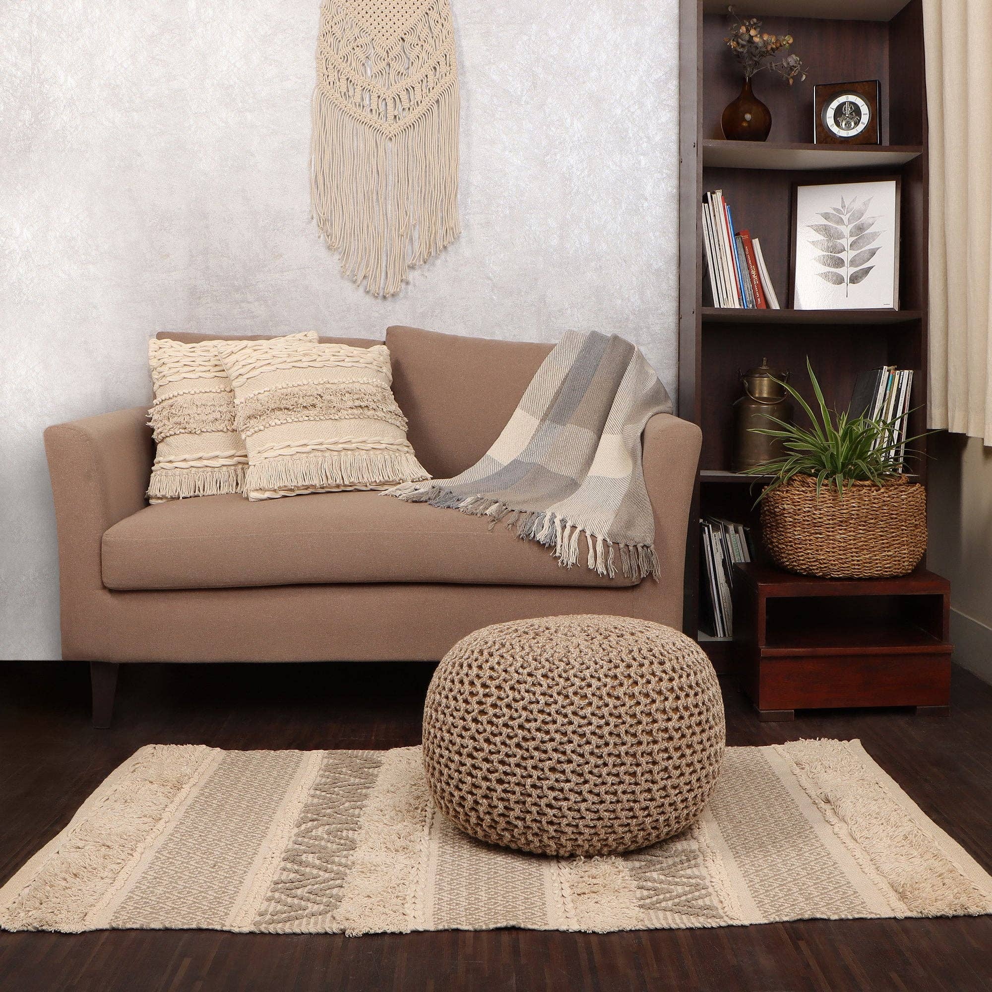 · REDEARTH · Round Pouf (19.5"x19.5"x14") - Beige Ivory for wholesale on Faire6