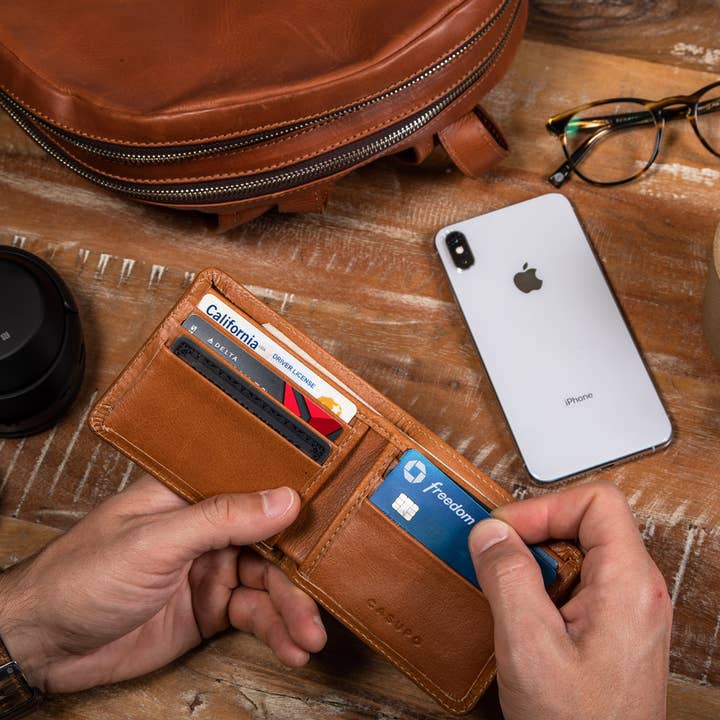 CASUPO - Wholesale Wallet - Men's - Whiskey Tan RFID Leather Wallet – Men’s Classic Bifold Gift8