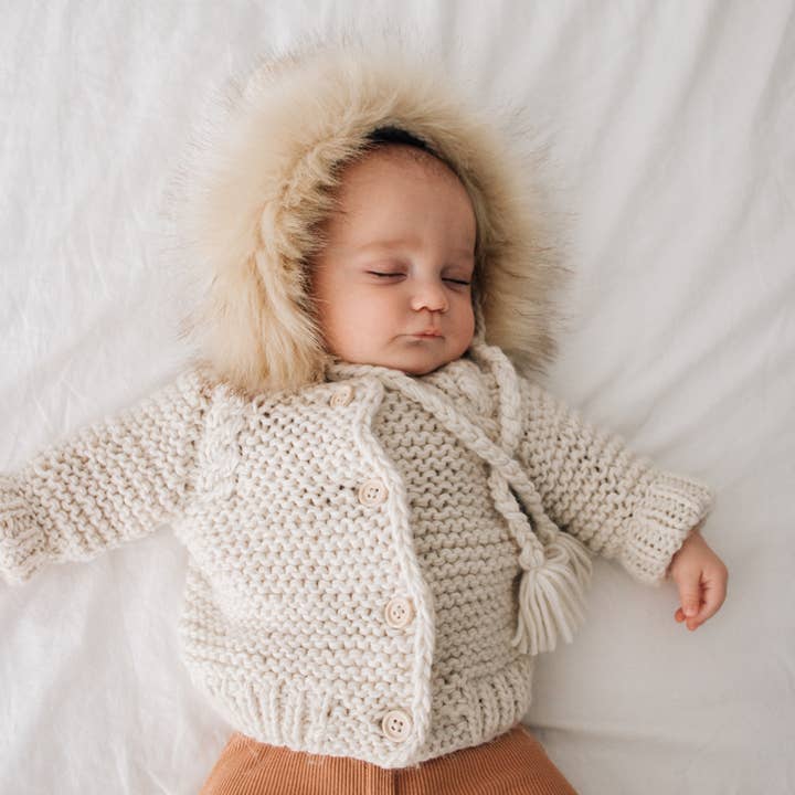 Huggalugs - Wholesale Bonnet - Baby - Fur Bonnet in Natural Baby & Kids