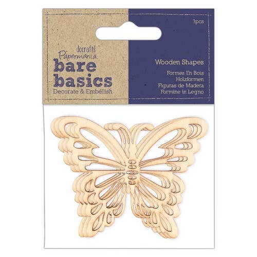Bare Basics - Wooden Shapes (3pcs) - Laser Cut Butterflies for wholesale by West Design Products