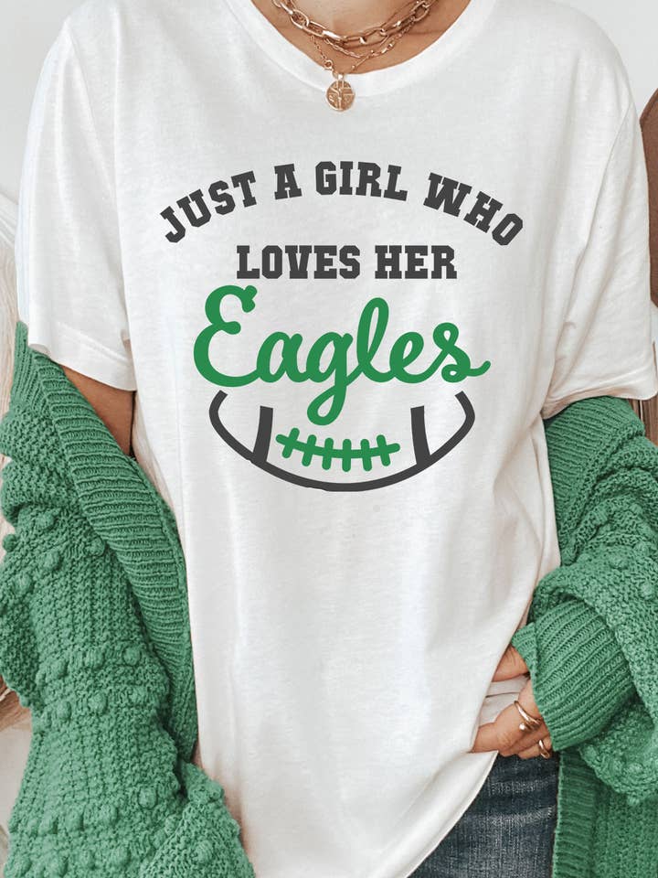 Kissed Apparel - Wholesale Screen Printed T-Shirt - Women's - Just A Girl Who Loves Her Eagles Graphic Tee3